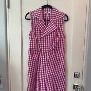 NWT Derek Lam 10 Crosby Sleeveless Raspberry Gingham Dress Size 8  MSRP $395